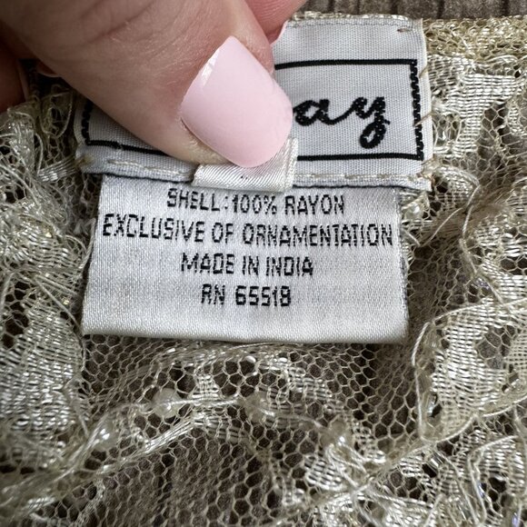 Vintage Stenay Lace Sheer Beaded Open Jacket Womens Embroidered‎ Fairy Cream - Picture 6 of 7